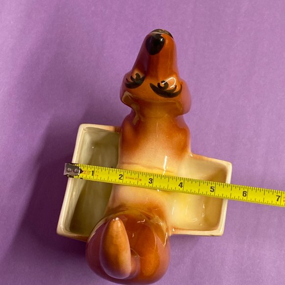 MidCentury 1950’s Dachshund Kitschy Ceramic Dresser Caddy Trinket Planter - Picture 5 of 9